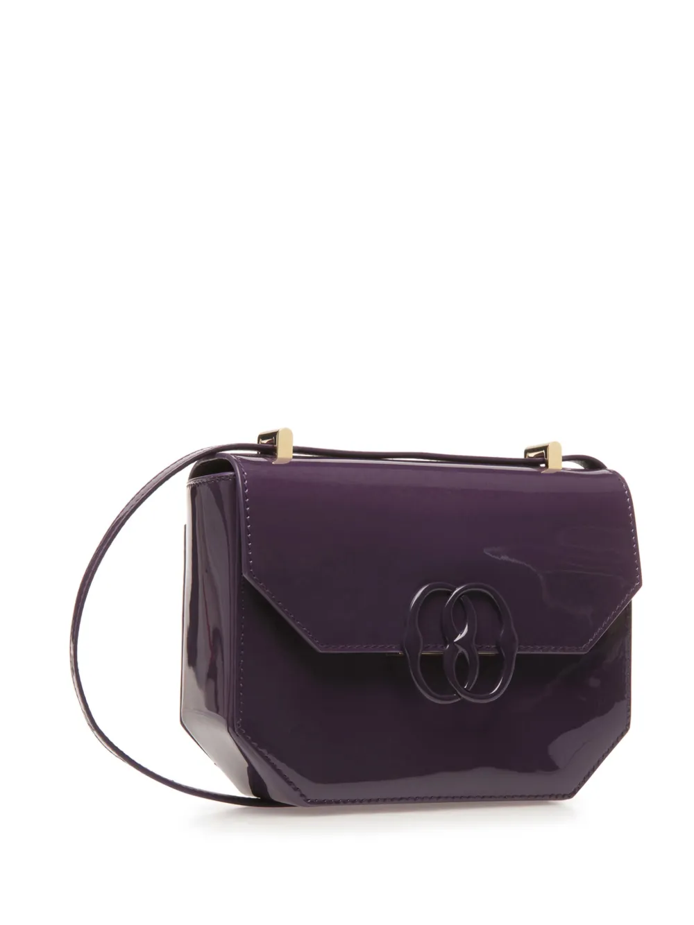 Bally Emblem Folio Patent-leather Mini Bag In Violett