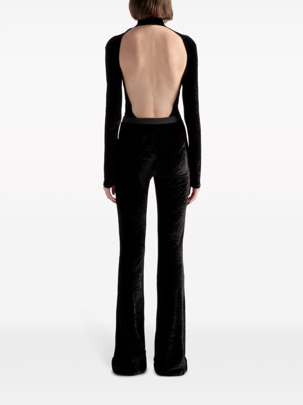 Shop Bally Crushed Velvet High-neck Bodysuit In Black