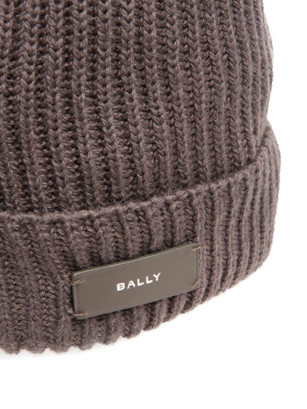 Shop Bally Logo-appliqué Ribbed Beanie In Brown