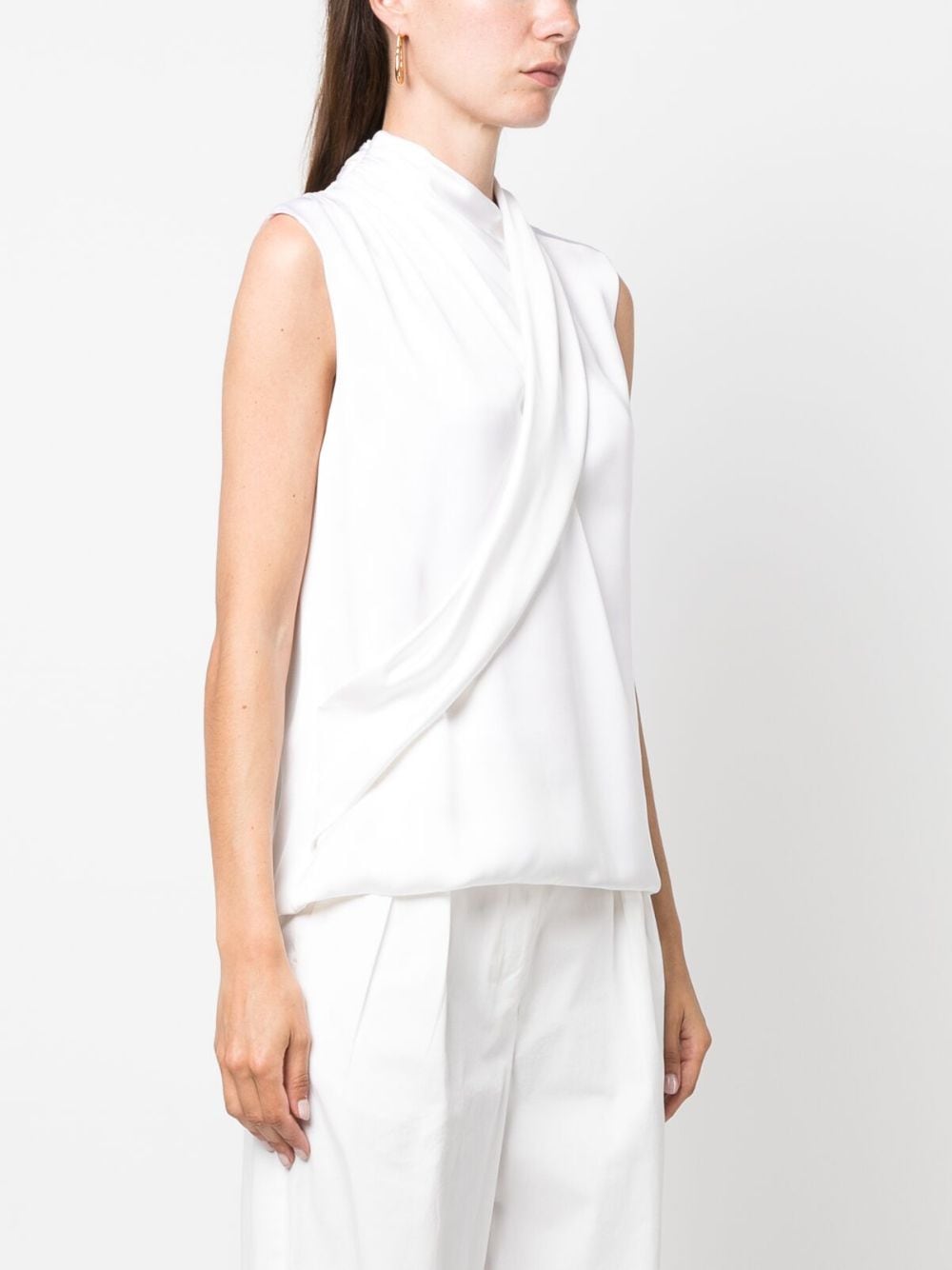 Giorgio Armani - Sleeveless Top in Pure Silk, 100% Silk, Silk White, Size: 52