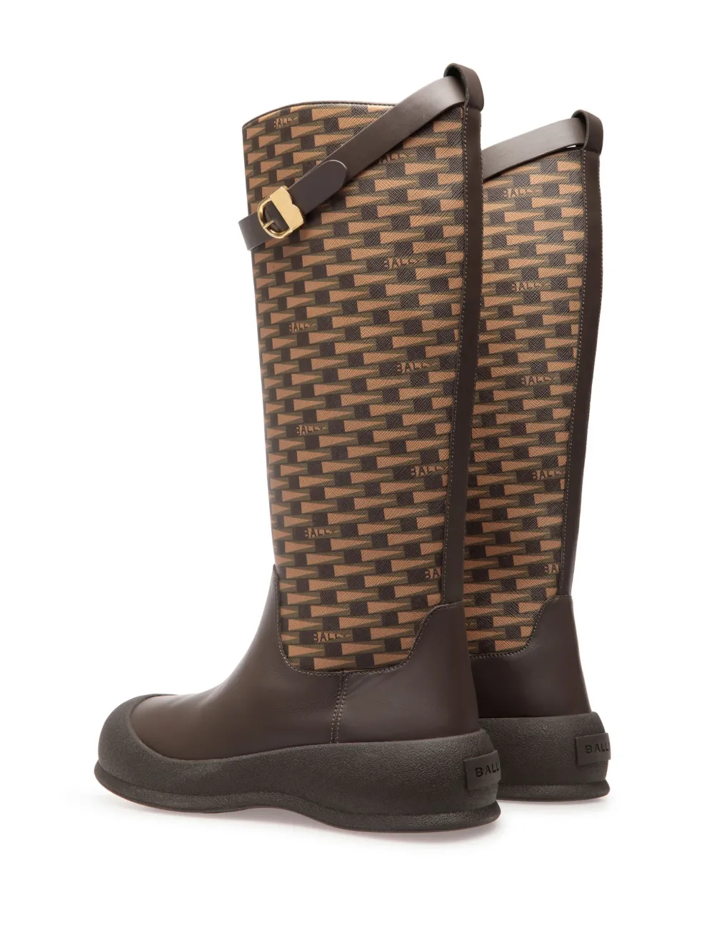 Bally Clyve Graphic-print Boots In Brown