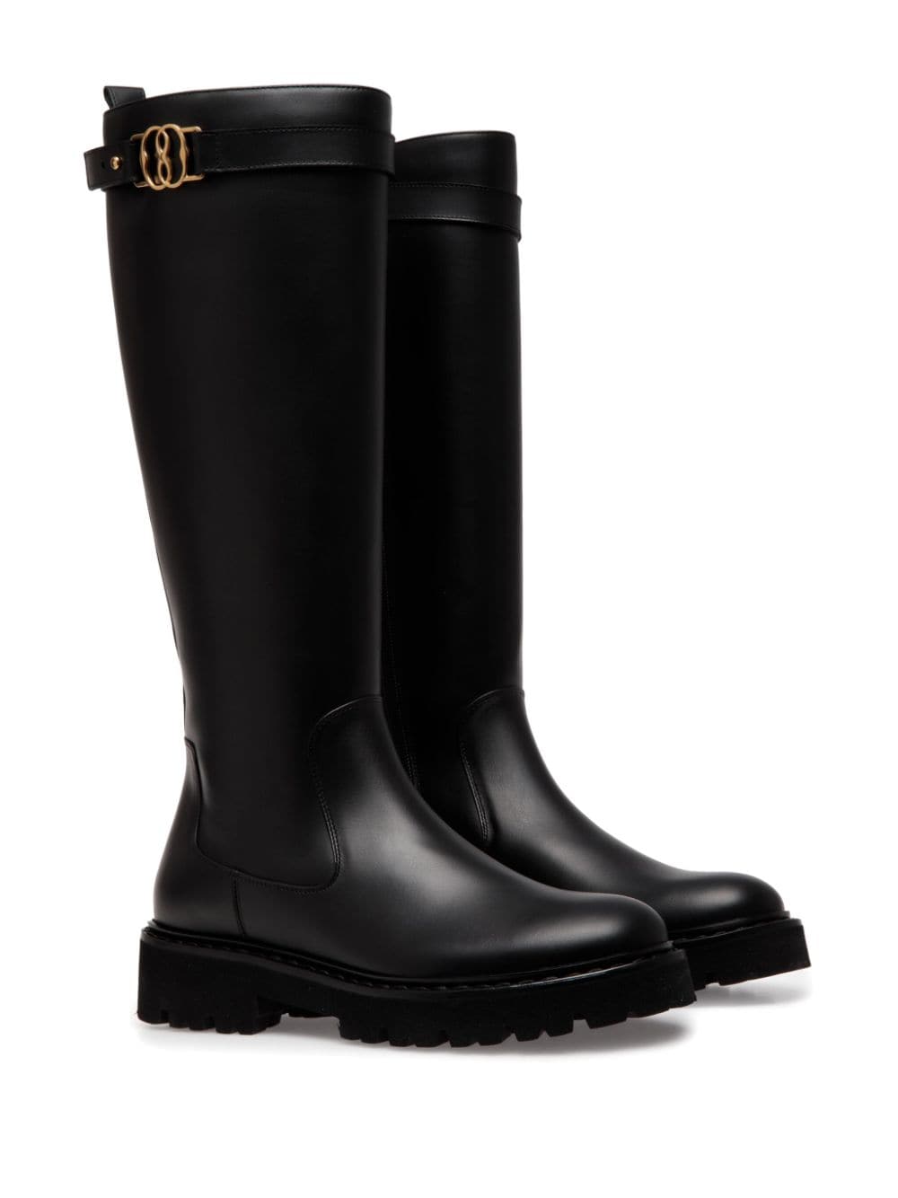 Shop Bally Galia Knee-high Leather Boots In Black