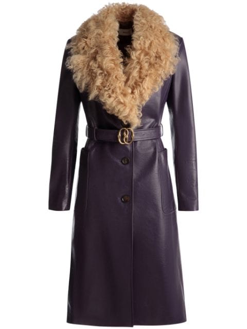 Bally shearling-collar belted coat