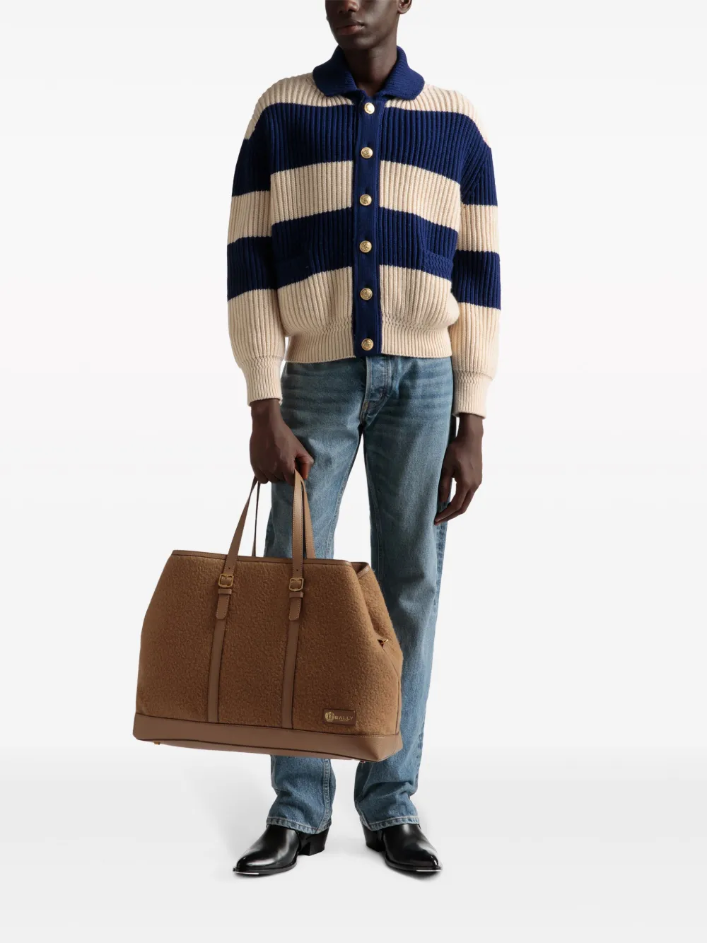 Bally striped ribbed-knit cardigan - Beige