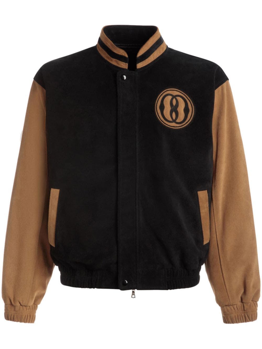Shop Bally Emblem Logo-patch Suede Bomber Jacket In Black