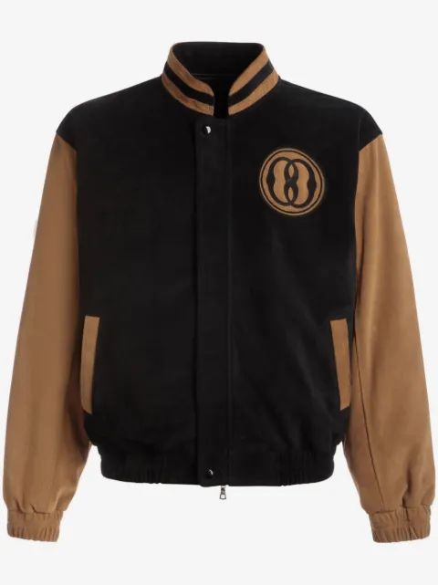Bally Emblem logo-patch suede bomber jacket