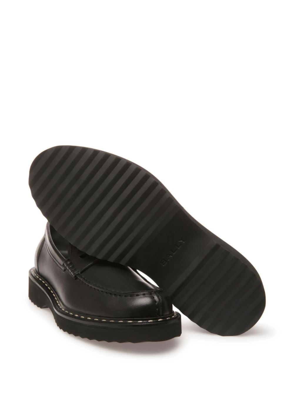 Shop Bally Necko Leather Penny Loafers In Black