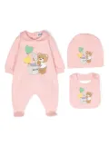 Moschino Kids Teddy Bear print babygrow set - Pink