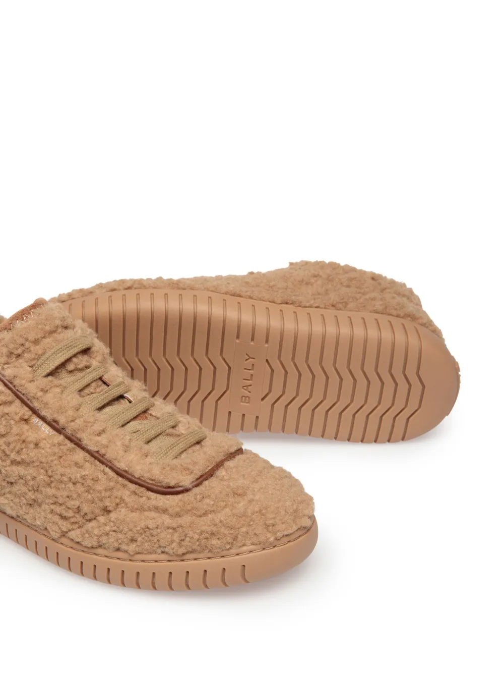 Bally Player Parrel sneakers van imitatie scheerwol Bruin