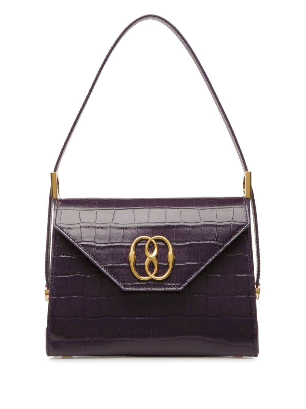 Bally Emblem Trapeze Crocodile-effect Tote Bag In Purple