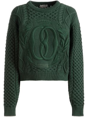 Louis Vuitton Hand-Knit Monogram Flower Cotton Crewneck Green. Size Xs