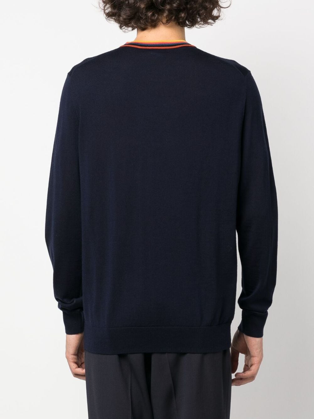 Shop Paul Smith Long-sleeves Merino-wool Knit Sweater In Blue