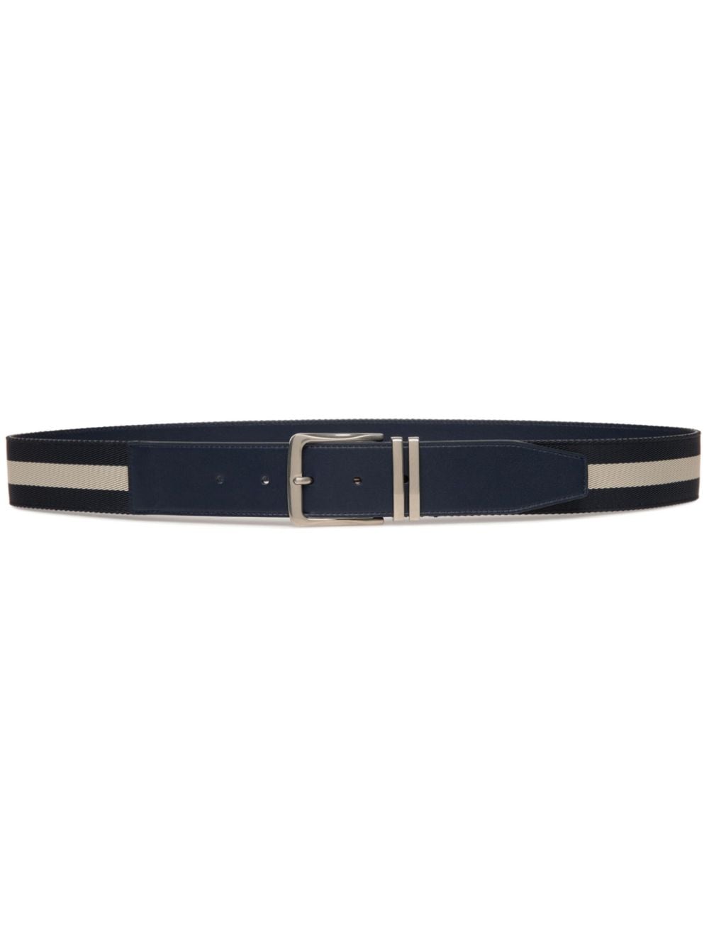 Bally Curved 40 Striped Belt In Blue