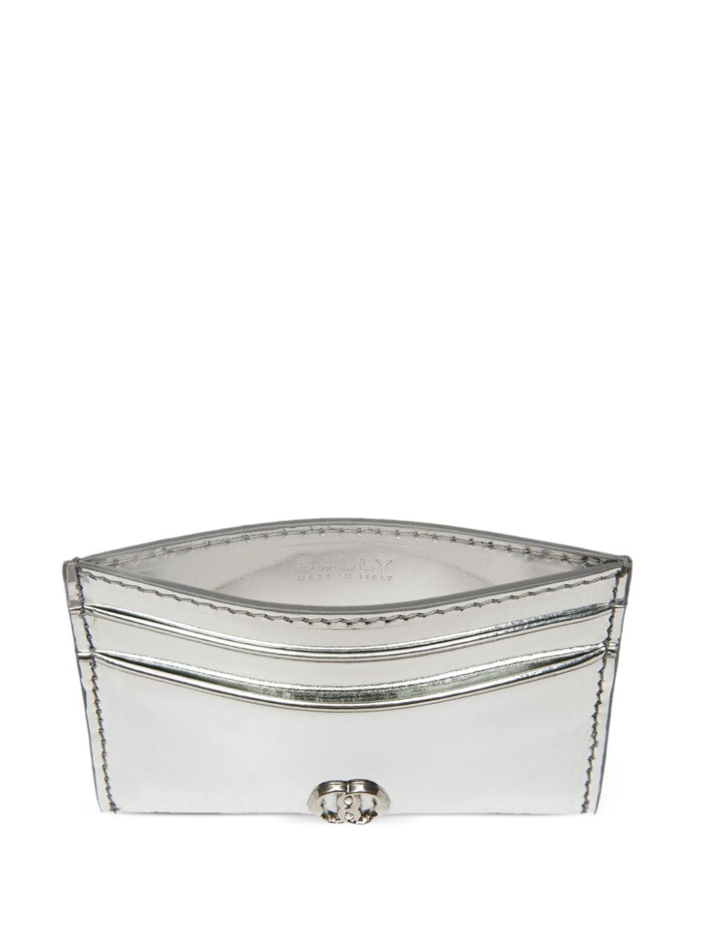 Shop Bally Emblem Cch Leather Cardholder In Silver