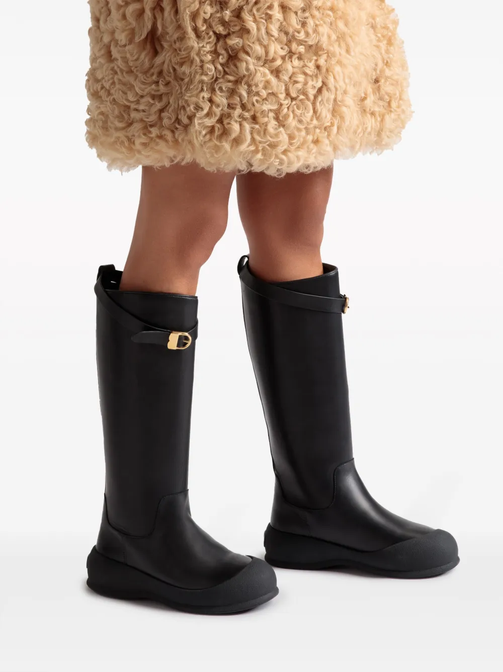 Bally Leren knielaarzen Zwart