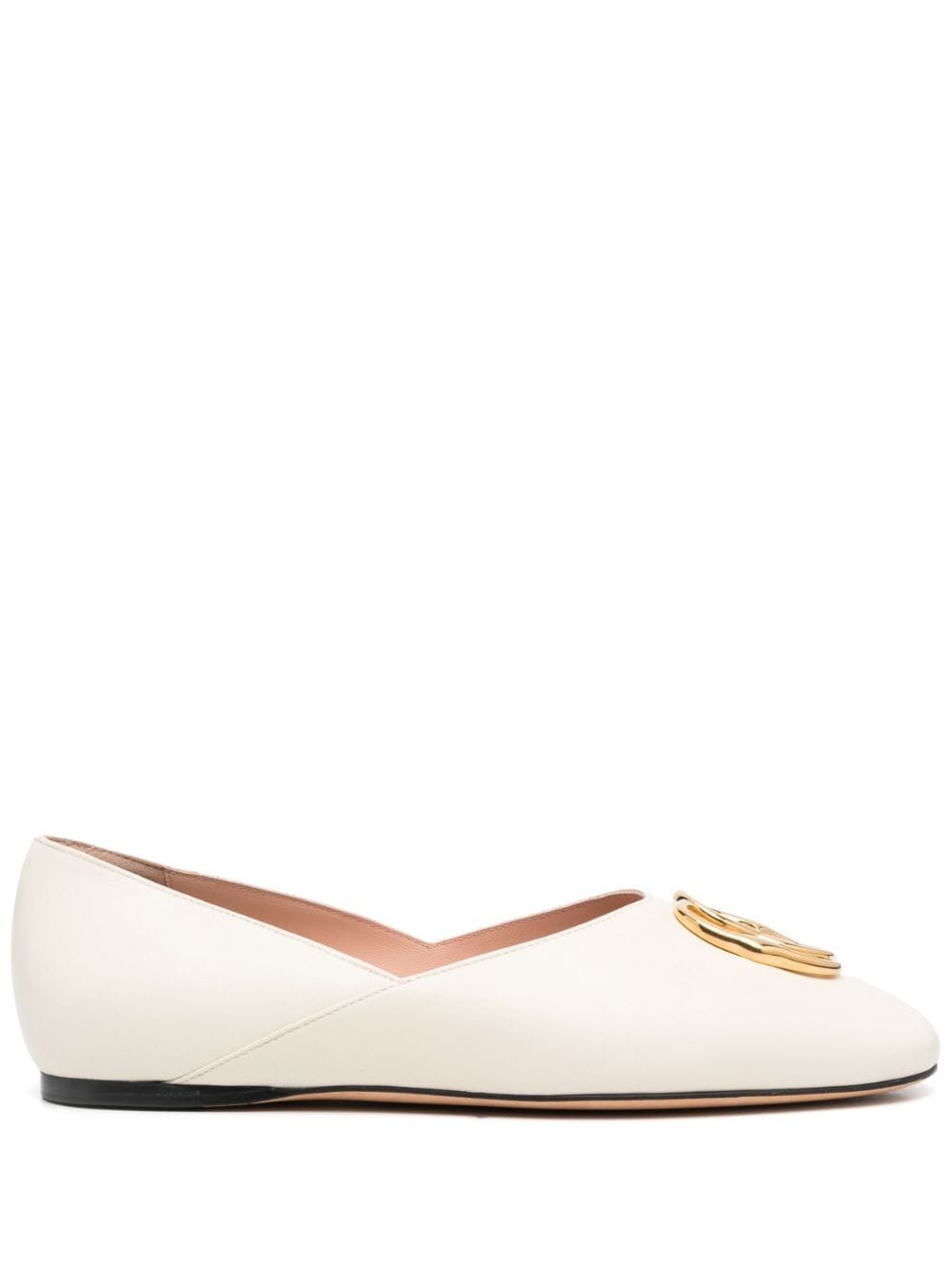 Bally Gerry Leather Ballerina Shoes In White