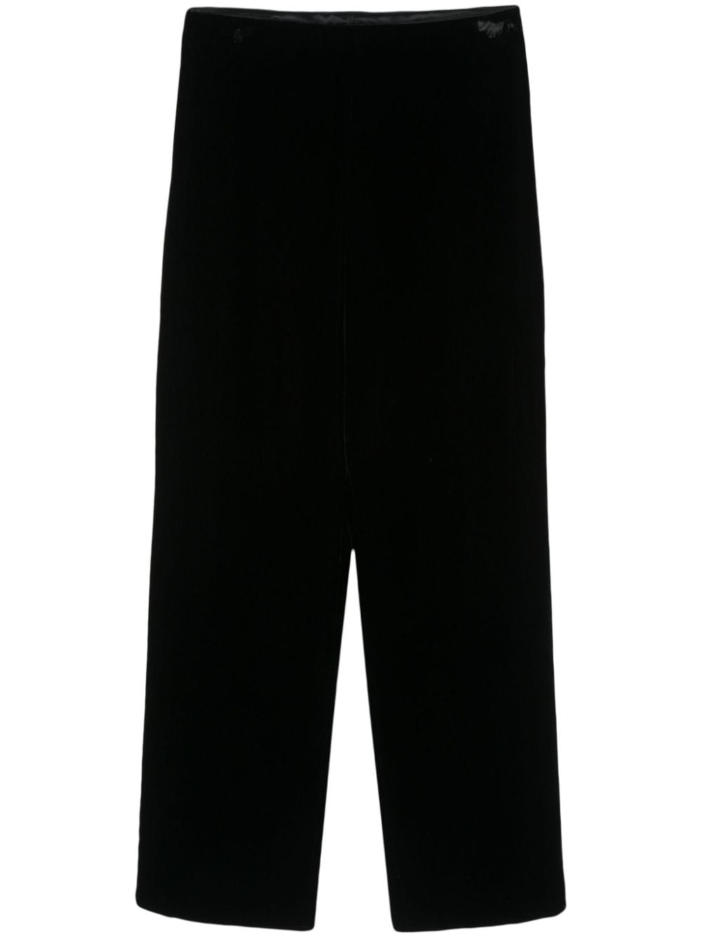 Pre-owned Giorgio Armani 1990's Velour Straight-leg Trousers In Black