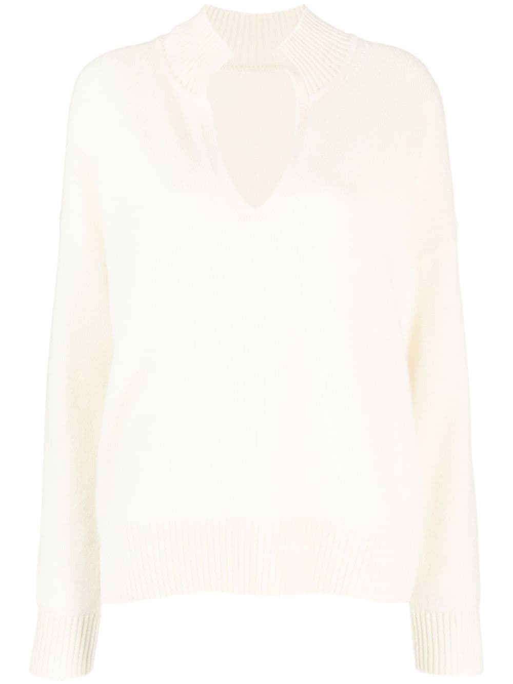 Chinti & Parker V-neck Cashmere Jumper In White