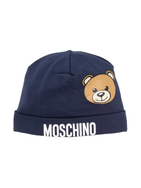 Moschino Kids logo-print cotton beanie 