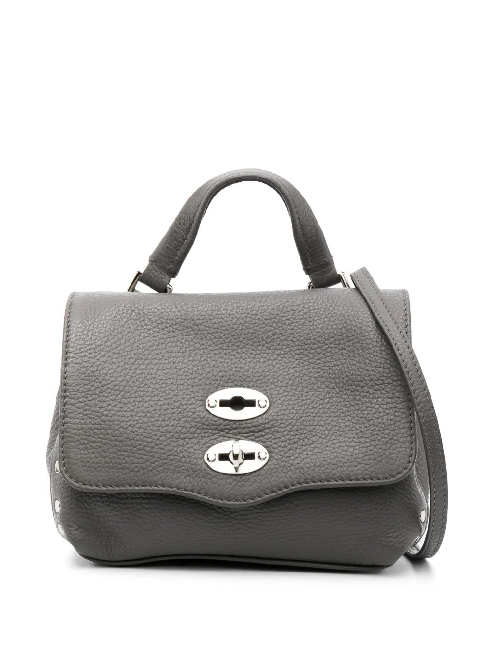 Zanellato Postina Rimboccata Tokyo Baby Leather Handbag In Grey