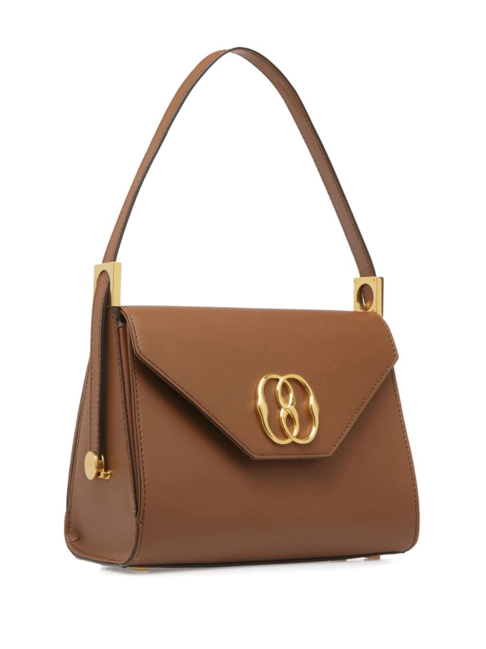 Shop Bally Emblem Trapeze Leather Tote Bag In Brown