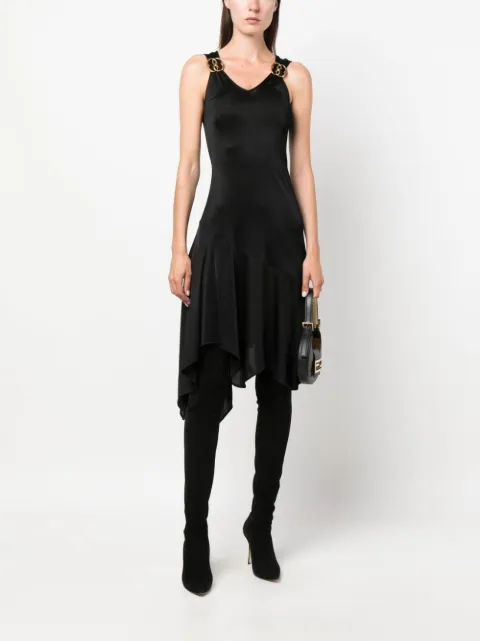 Bally vestido midi con diseño asimétrico y placa del logo