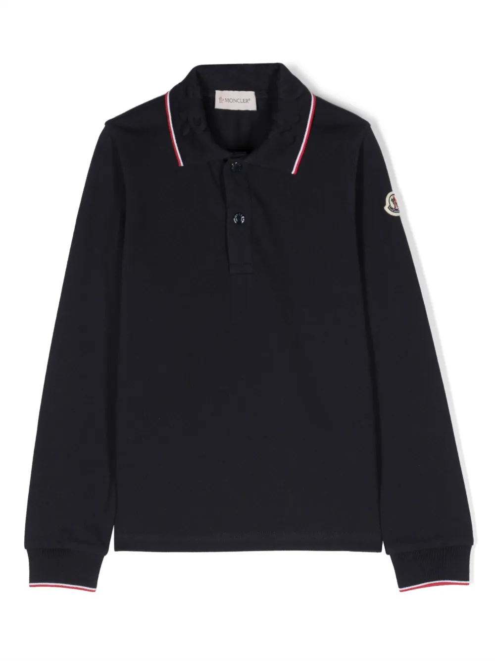 Moncler Enfant logo-patch cotton polo shirt - Blue