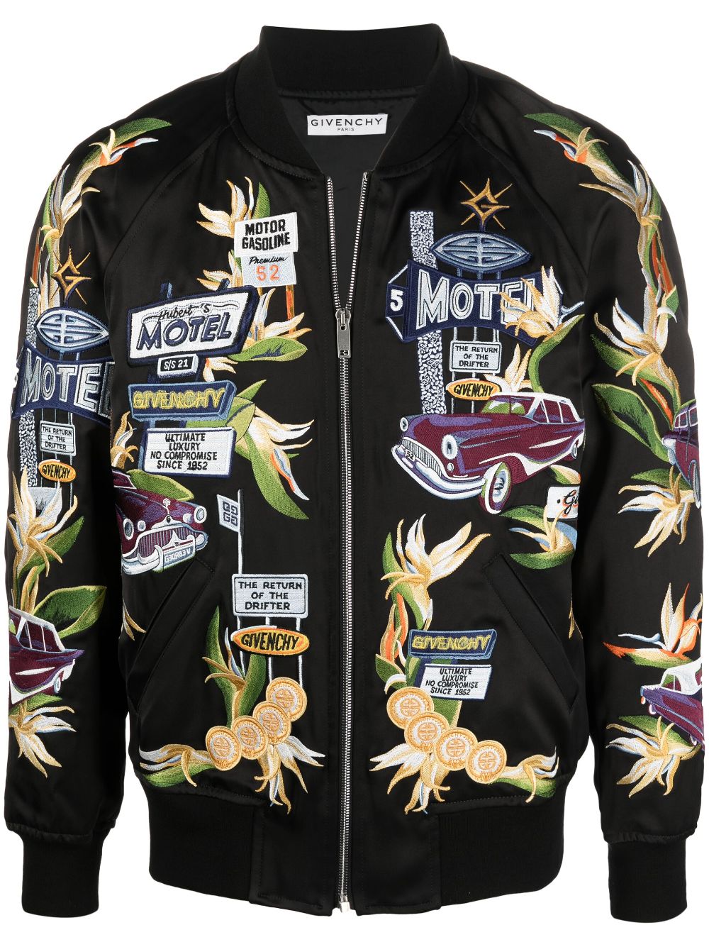 Givenchy Motel-embroidered Bomber Jacket In Black