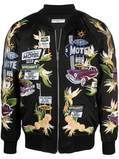Veste bomber en satin à motif brodé - Givenchy - Modalova
