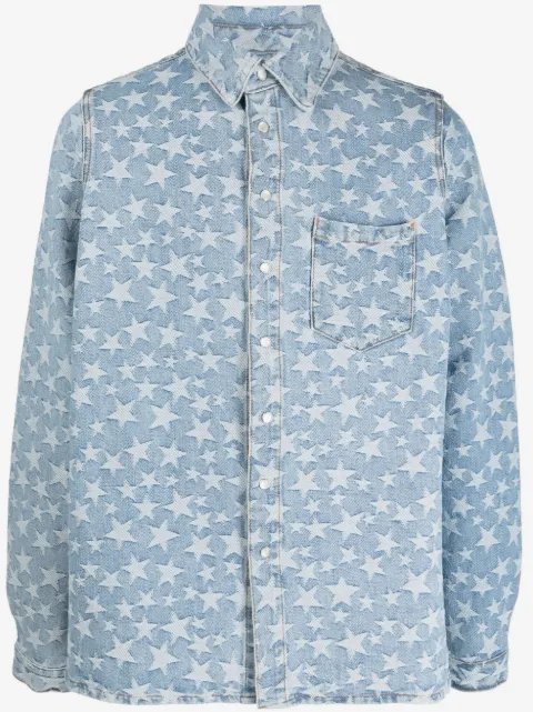 ERL star-pattern cotton denim shirt
