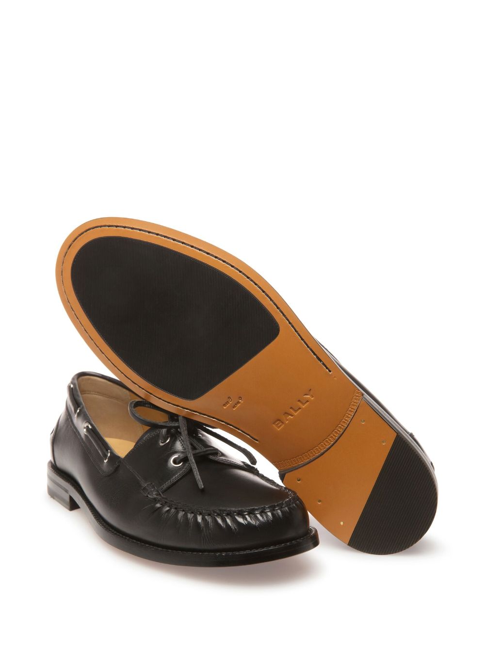 Shop Bally Rimion Leather Boat Loafers In Black