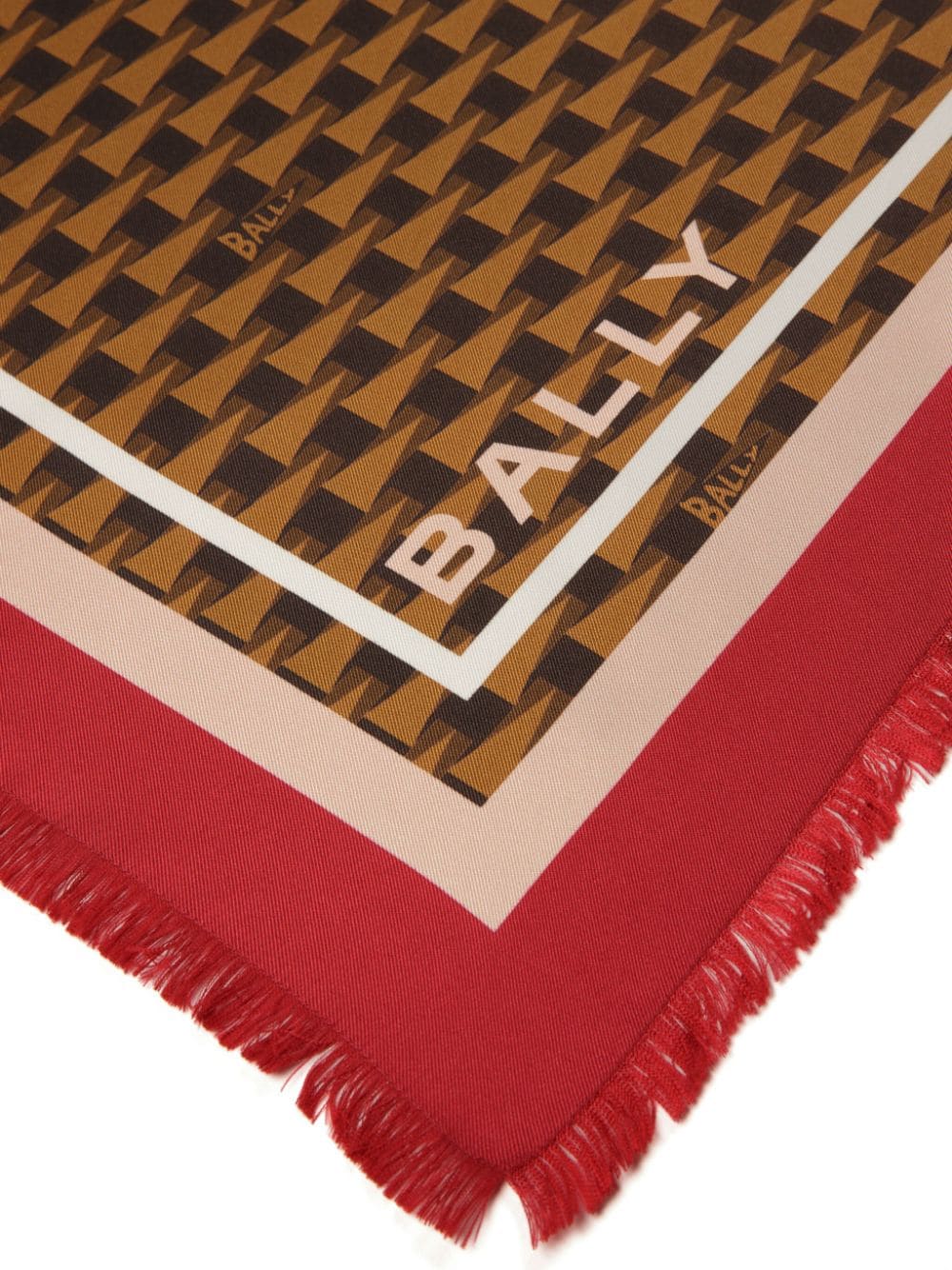 Shop Bally Pennant-print Silk Scarf In Brown