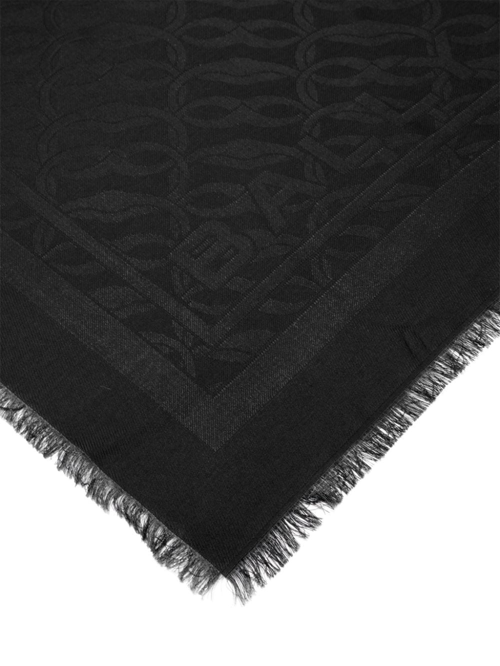 Shop Bally Emblem-print Frayed Silk Scarf In Black