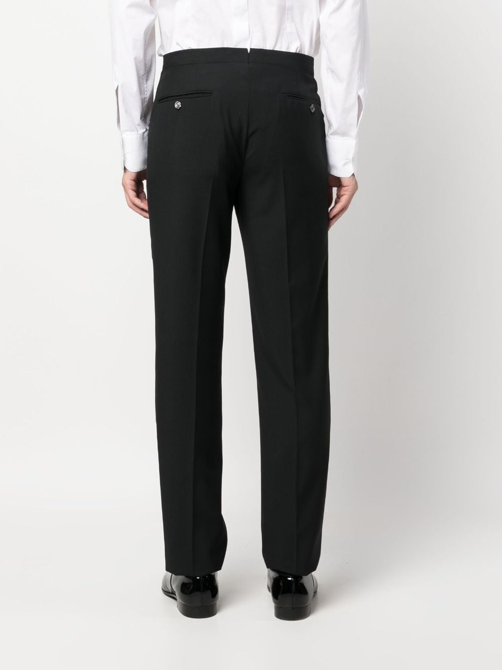 Shop Corneliani Tailored Slim-cut Wool Trousers In Black