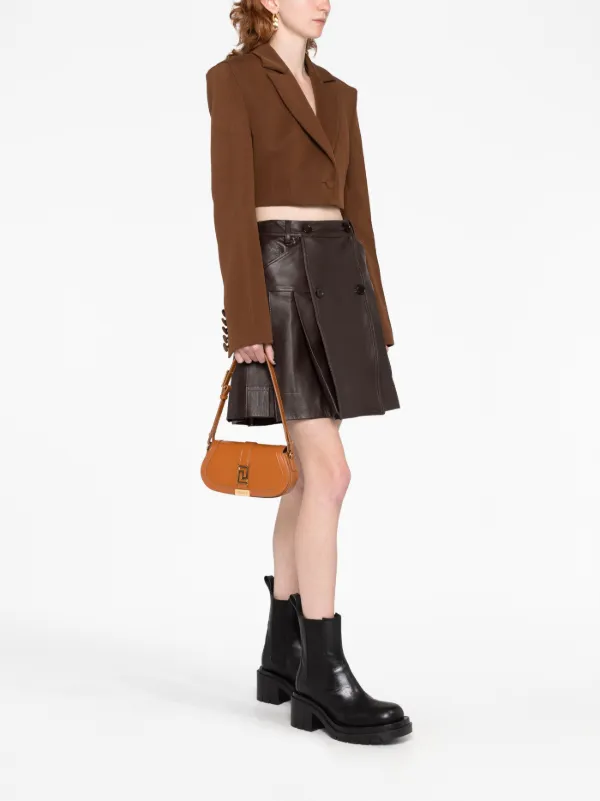 Versace Mini Greca Goddess Leather Shoulder Bag | Brown
