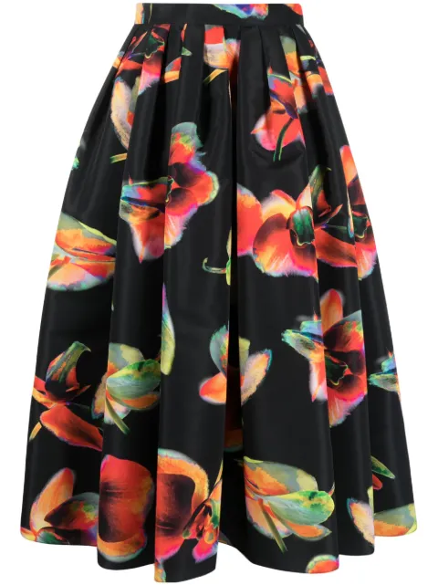 Alexander McQueen falda midi con estampado Solarised Orchid
