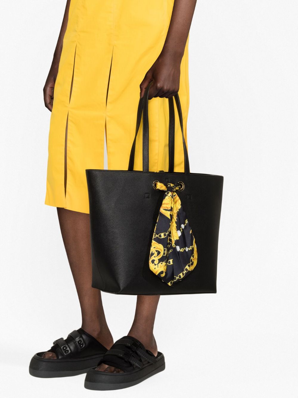 Versace Jeans Couture Barocco-print detail tote bag - Zwart