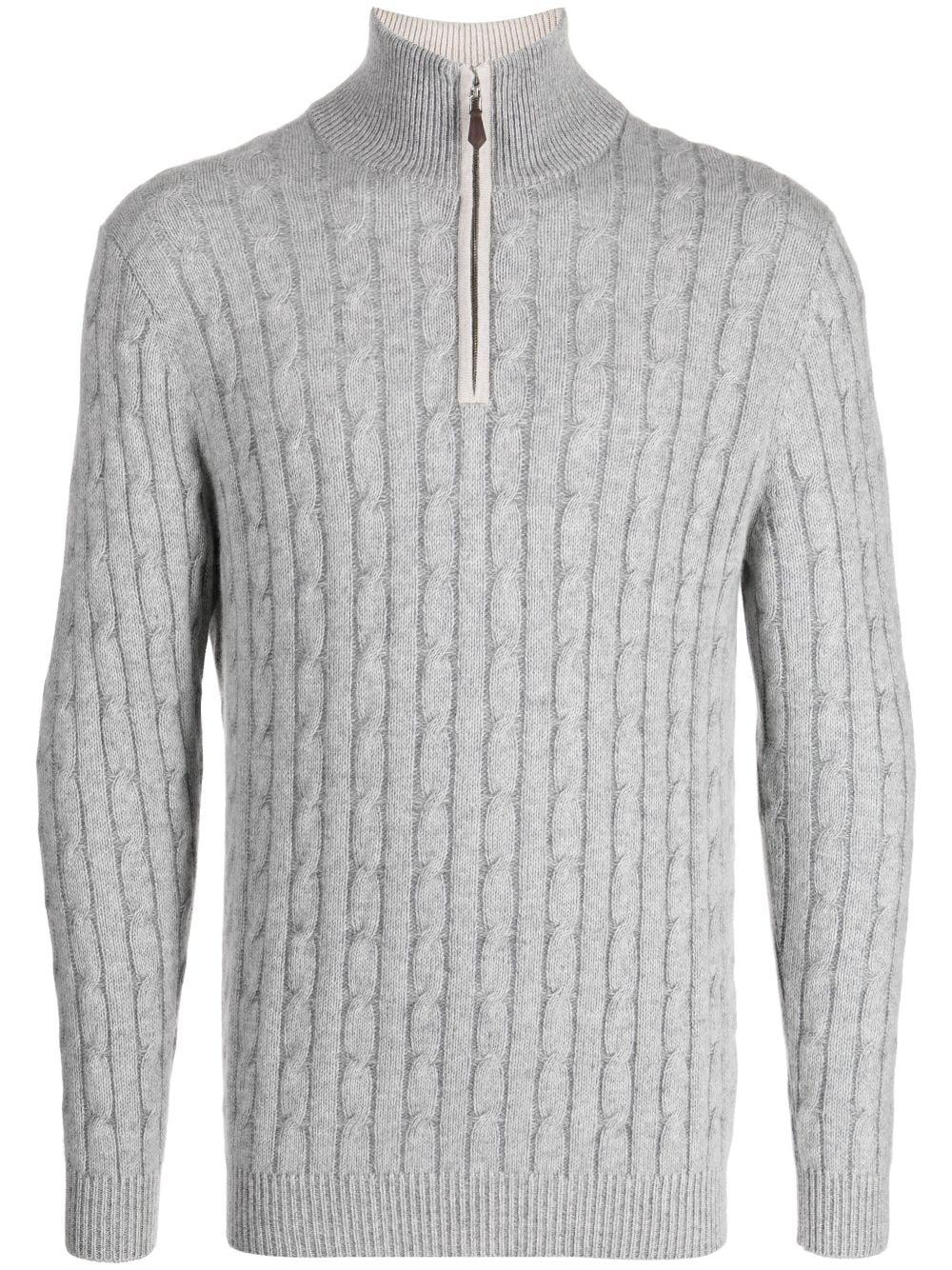 N•peal Cable-knit Half-zip Jumper In Grey