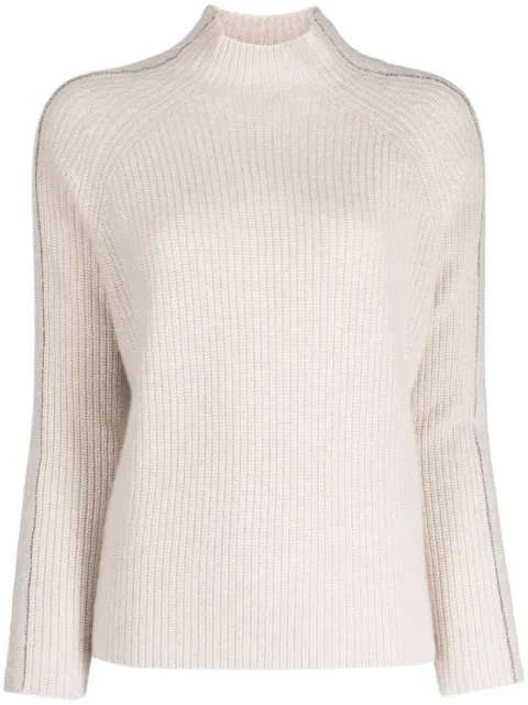 N.Peal sparkle-knit funnel-neck jumper