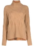 N.Peal Relaxed Cable roll-neck jumper - Brown