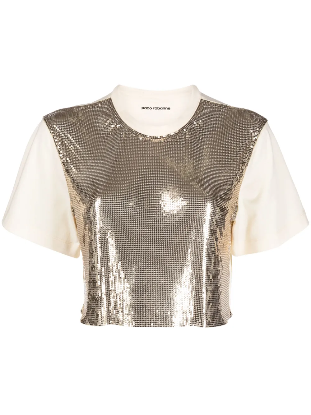 Paco Rabanne chainmail-panel cropped T-shirt - Gold