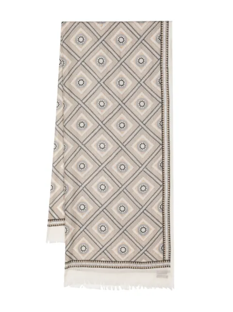 N.Peal patterned-intarsia cashmere scarf