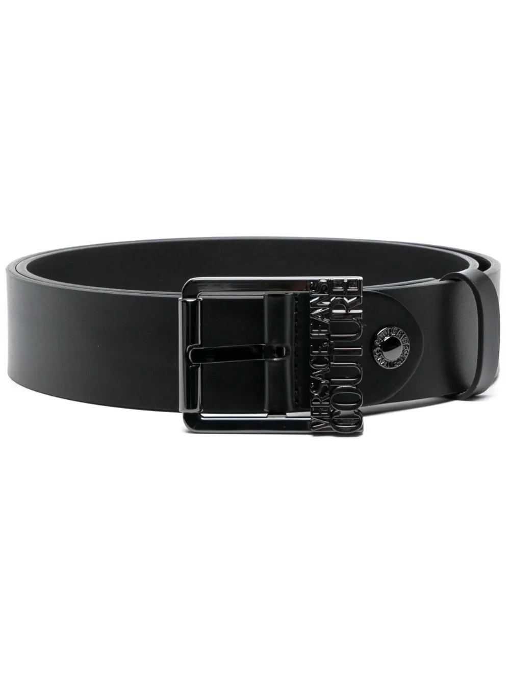 Versace Jeans Couture Logo-plaque Buckle Belt In Black