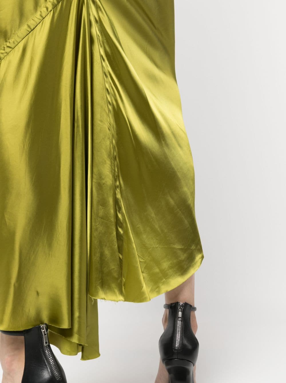 Shop Rick Owens Satin-finish Elasticated-waistband Maxi Skirt In 绿色