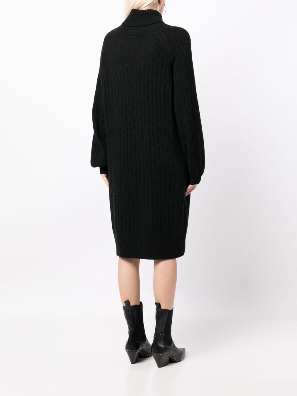 Shop N•peal Cable-knit Roll-neck Dress In Black