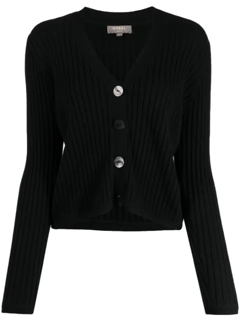 N.Peal cropped wide-ribbed cardigan