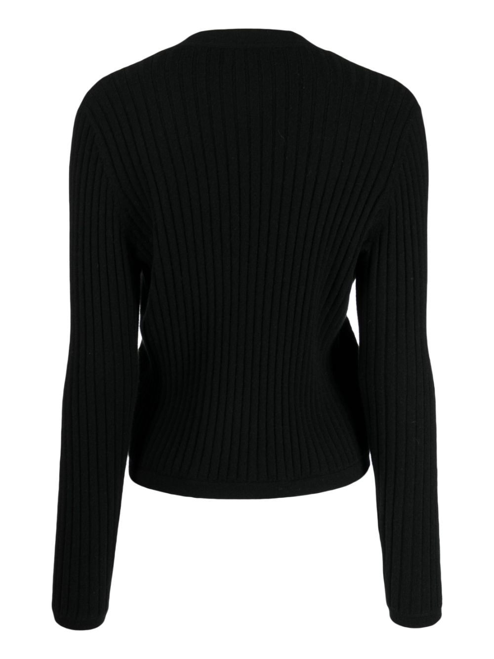 Shop N•peal Cropped Wide-ribbed Cardigan In Black