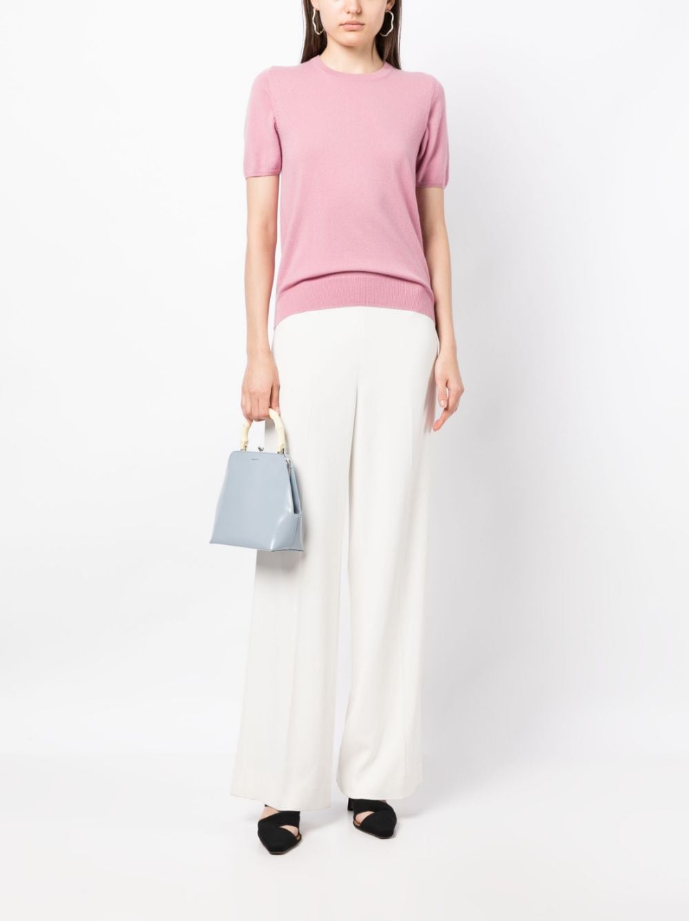 Shop N•peal Short-sleeved Cashmere Top In Pink