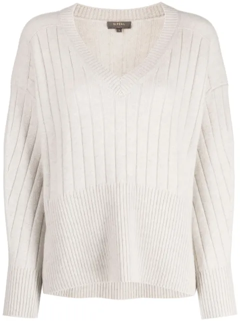 N.Peal ribbed-knit V-neck cashmere jumper