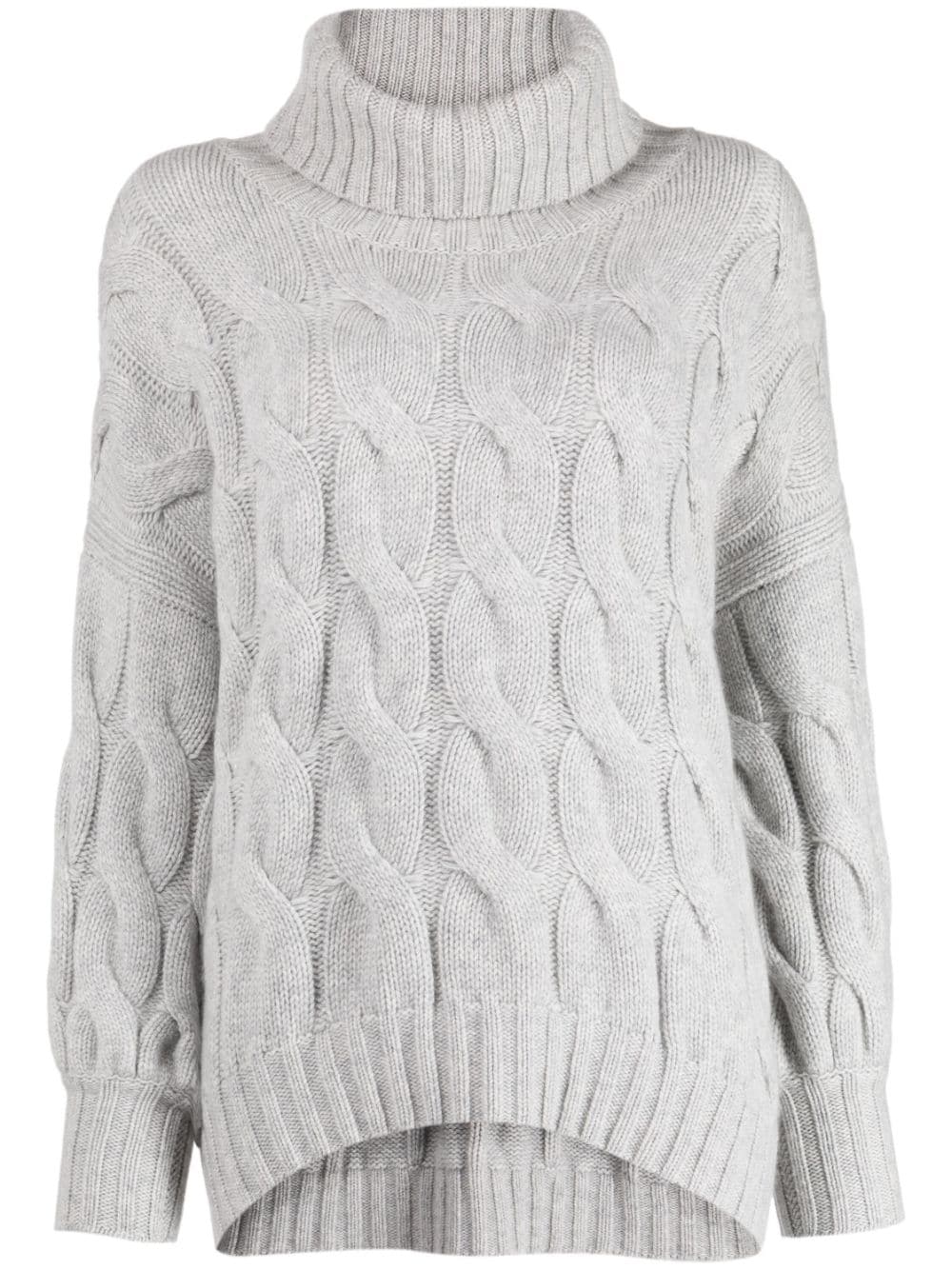 N•peal Roll-neck Cable-knit Jumper In Grey